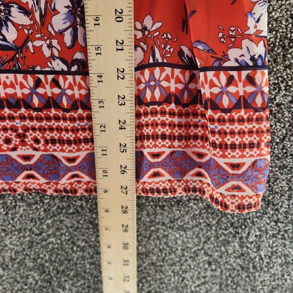 AGB Large Multicolor Red Blue Floral NWT Short Sleeve Blouse - Picture 7 of 9